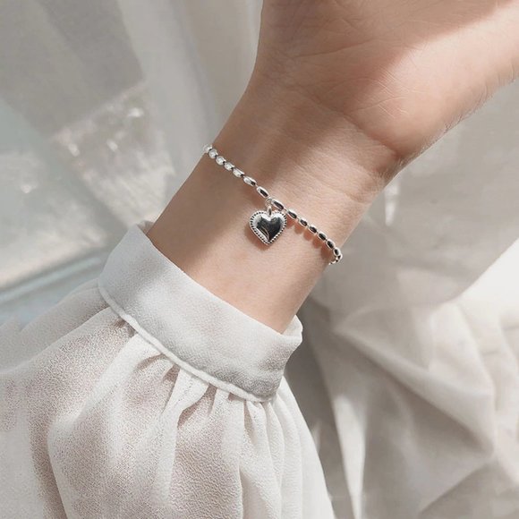 *NEW 925 Sterling Silver Simple Heart Bracelet A - Picture 2 of 10